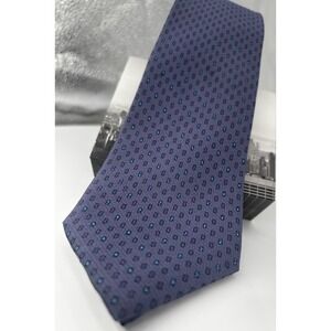 RICHEL Men's Tie 100% Silk Handmade Purple Blue Geometric Made in Spain